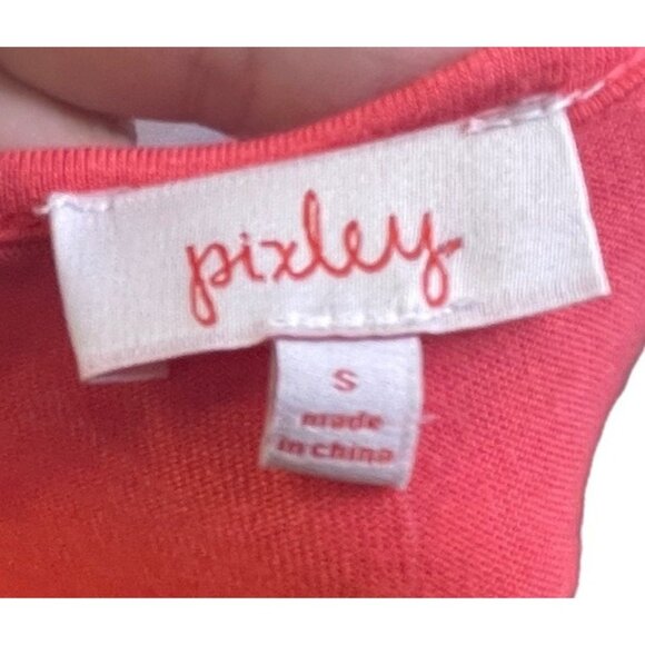 Pixley Stitch Fix Matata Faux Suede Pocket Knit Top Small Coral Ivory Brown - Picture 6 of 8